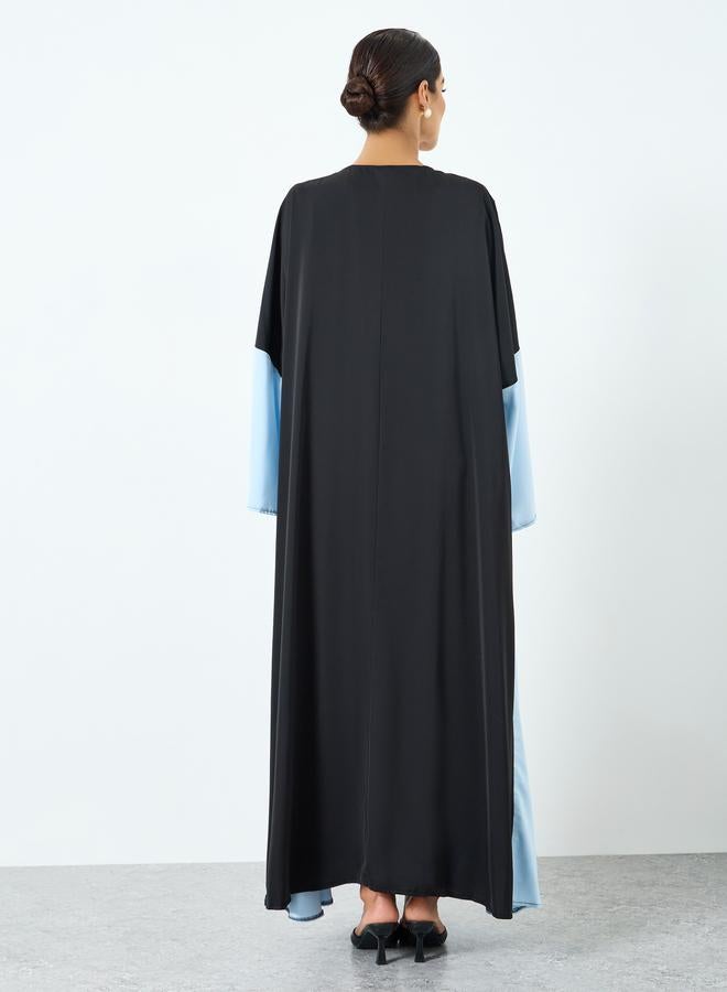Take Two Women Color Block Contrast Long Sleeve Abaya - Image 5